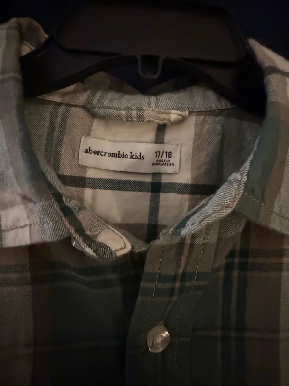 abercrombie kids Green and Cream Plaid Button-Down Shirt